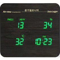 벽걸이형 미세먼지 측정기 TW-200P 타임아트 Time Art 학교 유치원 관공서 사무실 체육관 도서관 학교보건법 의무장착 대형 사이즈, 우드칼라
