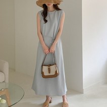 [다잇템] 여자 스트랩 피서룩 SS 슬리브리스 원피스