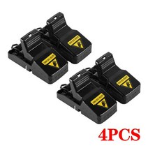 끈끈이 쥐 퇴치 쥐덫 고강도 플라스틱 재사용 가능 잡기 마우스 트랩 미끼 스냅 스프링 설치류 포수 해충 방제 2/4/6 개, 4PCS Black