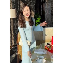 니트 스웨터 원피스 전문점 철수함 궤 프렌치 셀럽 고퀄리티 감각 부잣집 천금 내 기 블루 4990449641