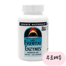 소스내츄럴스 데일리 에센셜 엔자임 500mg 글루텐 프리 무설탕 베지테리안 캡슐, 120개입, 2개