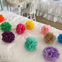 미니 페이퍼 폼폼 종이꽃 볼 페이퍼플라워 파티용품(10가지 컬러), 그린