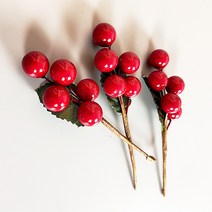 크리스마스소품 열매잎_1p DIY 포장코사지 베리장식, 골드