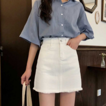 보드미 여자여름치마 코디 하기 좋은 A라인 데님 스커트 여름 패션 룩북