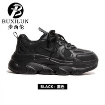 gcs보드 단열재 결로방지 여성을 위한 Buxilun 정품 가죽 아빠 신발 2023 가을 캐주얼 운동화 트렌, 38, 검은색