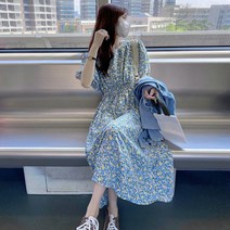 비치 스커트 롱 스커트 해변 휴가 산냐 버블 슬리브 티 브레이크 그린 플로럴 레이스 업 짧은 소매 드레스 어린이 여름