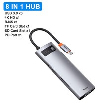 맥북 에어 프로 아이맥 c타입 hdmi usb 허브 독 멀티포트 젠더baseus usb type c to multi usb 3.0 4k hd pd 100w 포트 usb 20, 협력사, 8 in 1 usb c 허브