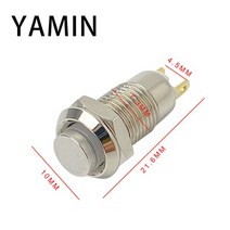 금속 푸시 버튼 스위치 2 핀 리셋 순간 잠금 방수 래칭 평상시 열림 초소형 미니어처 8mm, [01] High Head, [01] Latching Lock