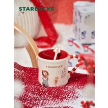 스타벅스 컵 473ml 해피 스노우 머그잔 귀여운 세라믹 테이블 커피 컵과 블렌더 스틱, 기본