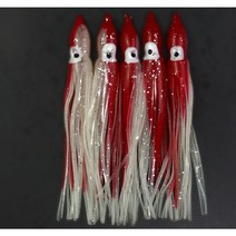 푸른바다피싱 12cm 대형 야광 꼴뚜기루어 5개 꼴뚜기웜 꼴뚜기채비, 빨강