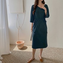 NewCare 여성 가을 롱원피스 찰랑찰랑 허리끈원피스 홈웨어
