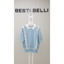 [W몰 베스띠벨리] BAUCE29220 배색 카라 레이스 니트티