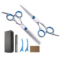 shangren 살롱 이발사 헤어 커팅 가위 스타일리스트 가위 Hairdressing Full Set F, 6 인치, 실버 블랙, 스테인레스 스틸
