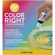 Wilton 컬러 라이트 식용 색소 세트 일정한 색상 퐁당 및 케이크 반죽용 8가지의 기본, Wilton Color Right Performance, 1개