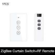 자동커튼 ZigBee-RF 스마트 터치 커튼 스위치 롤러 블라인드 셔터 Tuya 스마트 앱 무선 제어 릴레이 상태, 05 1 US and Remote