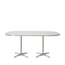 [플랜트란스 판교] ECO HPL 호마이카 둥근사각 오블롱 Oblong 윌리 테이블, 둥근사각_1300, 화이트, A타입_실버