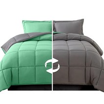 Elegant Comfort 3피스 양면 이불 세트 사계절용 아늑함 부드러운 다운 대체품 퀼트 - 박스 스티치 4개의 코너 탭이 있는 인서트 베개 커버가 이불 킹 리넨/