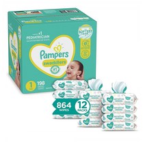 팸퍼스 Pampers 스와들러 베이비 기저귀 1단계 198개입 앤 센시티브 물티슈 72장 12팩 밴드형, 1개