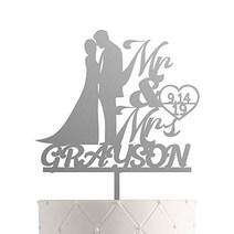 Personalized Wedding Cake Topper With Customized Bride and Groom Last Name or Marriage Date for Mr M, 1