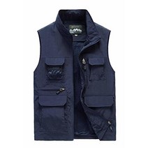 Flygo 남성 캐주얼 아웃도어 경량 빠른 건조 여행용 사파리 낚시 조끼 아미 그린. 4450318893, Small, 02 Navy