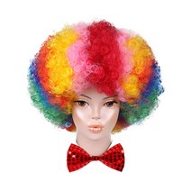 점보 곱슬 머리 가발 복고 펑키 삐에로 광대 (무지개)
