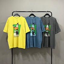 3컬러 닥터덕 남녀공용 피그먼트 라운드 박시핏 반팔 티셔츠