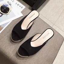 통굽 키높이 여성 스웨이드 슬리퍼 웨지힐