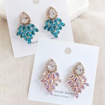 바이진주리본 보석 샹제리에 패션 귀걸이