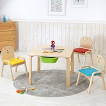 토리 원목 유아 쿠션의자 정사각 수납책상세트 2-7세, 유아 정사각+바구니 노랑 / 쿠션의자 빨강+파랑