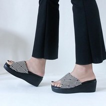 상굽 쿠션 이중창 여성 사무실 편한 슬리퍼 국산 체크