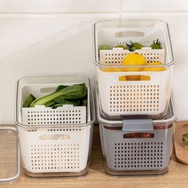 층 분리 세척 바스켓 1.7L 4.5L 다용도 과일 야채 세척 소쿠리 물빠짐 바구니, 그레이