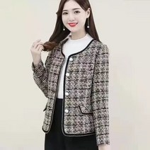 트위드 자켓 하객룩 우아한 기질 접합 버튼 포켓 패치 디자인 플러스 사이즈 스트리트웨어 여성 의류 2022 재킷 두꺼운 가을 겨울