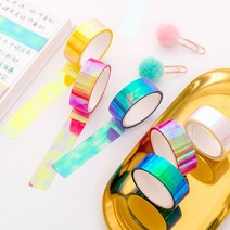 홀로그램 마스킹테이프 6color [GODSHOP 디자인 데코 다꾸], 상세설명 참조, 화이트