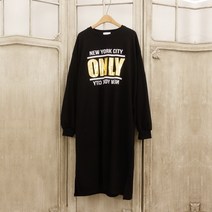 골든호일 레터링 오버핏 긴팔 롱원피스 홈웨어