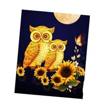 MJS 보석십자수 50 x 40 cm 캔버스형 세트 DIY MH6, 황금부엉이 엄마랑 아기