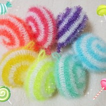 퍼시몰 국내산 핸드메이드 롤리팝 양면 호빵수세미 손뜨개 100%폴리, 1개, 1개