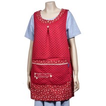 50대여성 가정용 꽃무늬 레터링 단추앞치마 제빵용 청소용 단체급식용 깔끔한앞치마, FREE, 레드