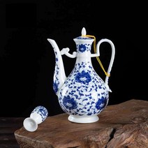중국 전통 도자기 술 주전자 술잔 세트 고풍적 디자인, F 사진 구성품 참조