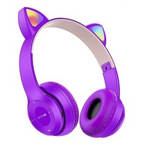 블루투스 Cute Cat Ears Bluetooth Wireless Headphone With Mic Noise Cancelling Kid Girl Stereo Music Helm, 03 C