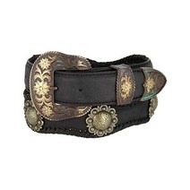 129876 카우보이 카우걸 Western Indian CoinStar Conchos Crazy Horse Scalloped Genuine Leather Belt 112