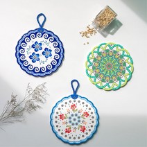 도자기 냄비받침 세라믹 컵받침 주방 인테리어용 음식점 주방필수품, 냄비받침 라운드도트20x20 D, 라운드도트20x20 D