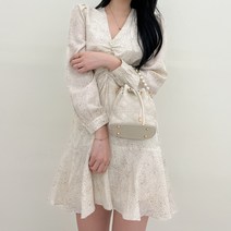 투디 잔꽃 패턴 프린트 프릴 쉬폰 미니 원피스