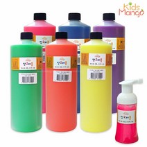 망고버블 거품물감 리필형 1000ml 형광6색 핑거페인팅물감/망고, 수량:망고버블 리필형 1000ml 형광옐로우 1통