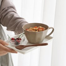 내추럴 크래프트 카페 머그컵 2size 커피 라떼 예쁜 수입 머그잔 시리얼 스프 컵, 스프컵 420ml(화이트)