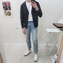 남자 슬림핏 기본 면 가디건