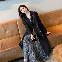Makone트렌치녀 미디 시즌 한판 패션 키 작은 인텐스 봄가을 코트