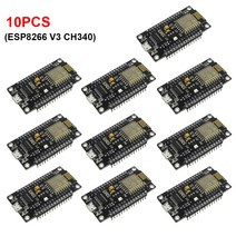데모보드 액세서리 무선 ESP8266 모듈 NodeMcu V3 CH340 루아 와이파이 인터넷 Arduino 용 Pcb 안테나 및 USB 포트가있는 사물 개발 보드, [04] 미국, [03] 10PC