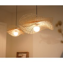 토탈LED 버터플라이550 라탄 거실간접 조명등 전등갓 식탁등 식탁 펜던트 조명, 펜던트조명+전구색 볼구(전구포함)