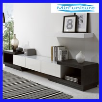 미르 포르테S1 확장형 하이그로시 거실장 1700-2600까지 축소확장, 블랙