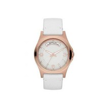 MARC by MARC JACOBS - 여성용 베이비 데이브 로즈 골드 화이트 가죽 시계 - MBM1260 패션시계 여성